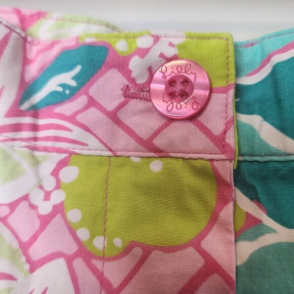 Lilly Pulitzer floral capris pants size 12 Hibiscus Pink Beach Mat pattern - Picture 2 of 13